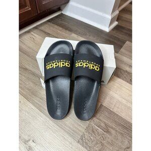 Adidas Slides Black and Gold Men Size 13 - Women Size 14 NIB NWT